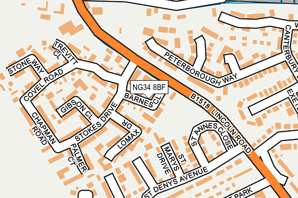 NG34 8BF map - OS OpenMap – Local (Ordnance Survey)