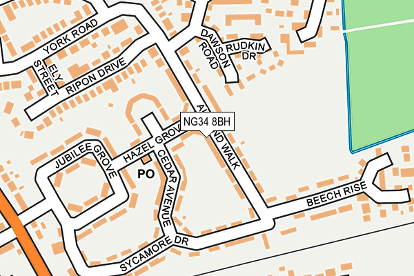 NG34 8BH map - OS OpenMap – Local (Ordnance Survey)