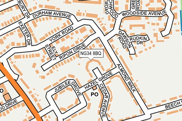 NG34 8BQ map - OS OpenMap – Local (Ordnance Survey)
