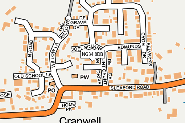 NG34 8DB map - OS OpenMap – Local (Ordnance Survey)