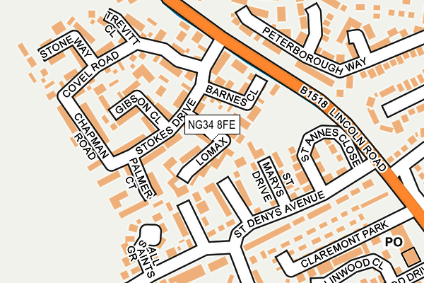 NG34 8FE map - OS OpenMap – Local (Ordnance Survey)