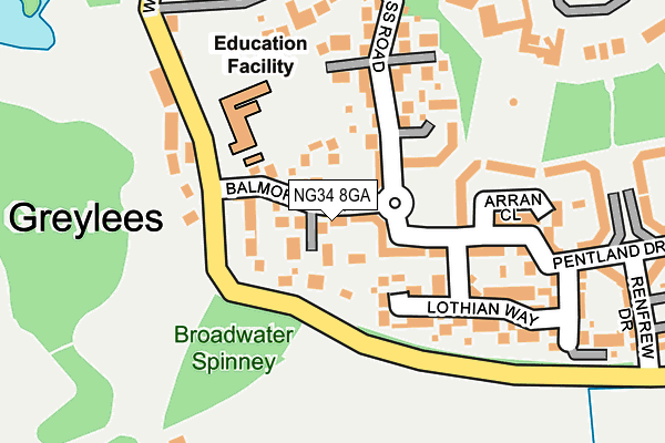 NG34 8GA map - OS OpenMap – Local (Ordnance Survey)