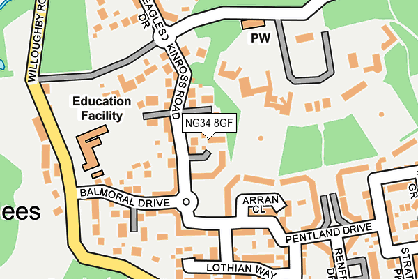 NG34 8GF map - OS OpenMap – Local (Ordnance Survey)