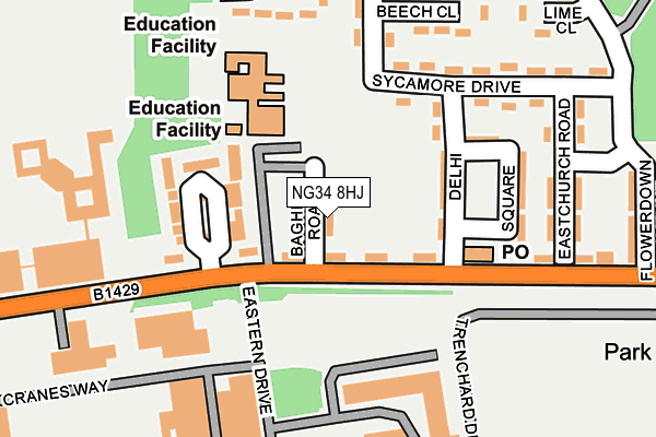 NG34 8HJ map - OS OpenMap – Local (Ordnance Survey)