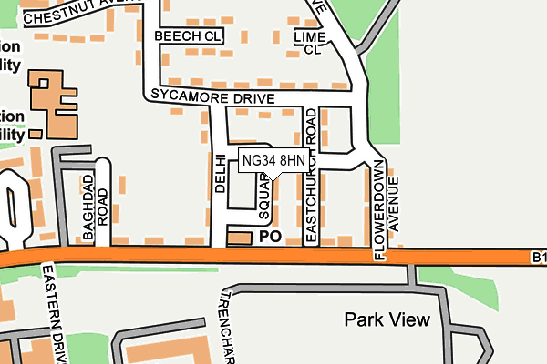 NG34 8HN map - OS OpenMap – Local (Ordnance Survey)