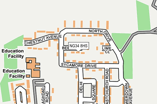 NG34 8HS map - OS OpenMap – Local (Ordnance Survey)