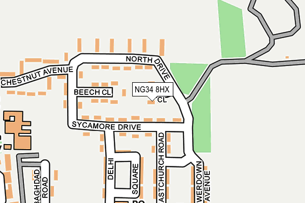 NG34 8HX map - OS OpenMap – Local (Ordnance Survey)