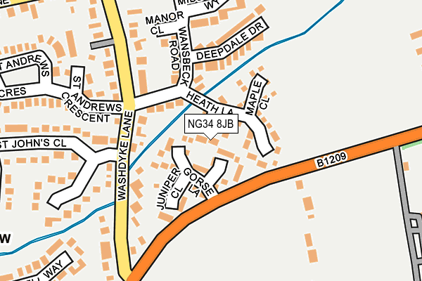 NG34 8JB map - OS OpenMap – Local (Ordnance Survey)