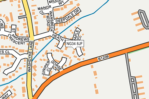 NG34 8JF map - OS OpenMap – Local (Ordnance Survey)