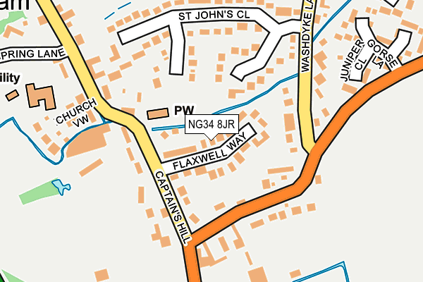 NG34 8JR map - OS OpenMap – Local (Ordnance Survey)