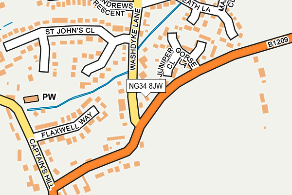 NG34 8JW map - OS OpenMap – Local (Ordnance Survey)