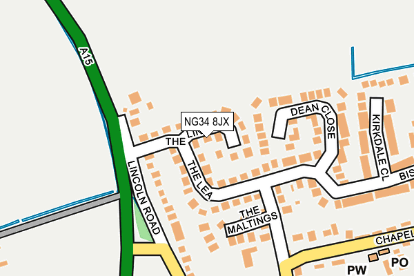 NG34 8JX map - OS OpenMap – Local (Ordnance Survey)