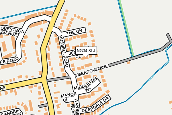 NG34 8LJ map - OS OpenMap – Local (Ordnance Survey)