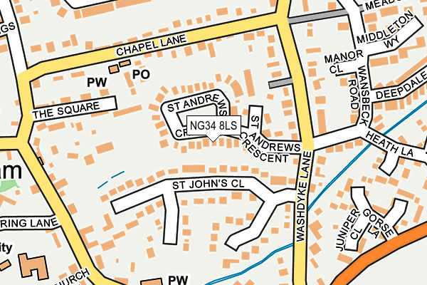 NG34 8LS map - OS OpenMap – Local (Ordnance Survey)