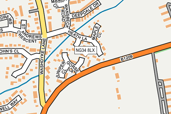 NG34 8LX map - OS OpenMap – Local (Ordnance Survey)