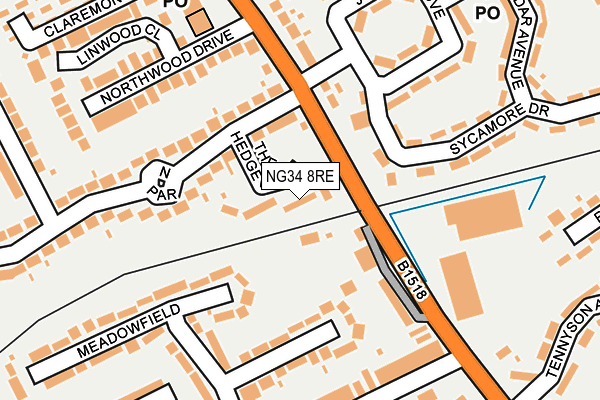 NG34 8RE map - OS OpenMap – Local (Ordnance Survey)