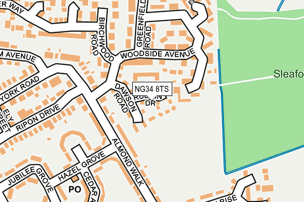 NG34 8TS map - OS OpenMap – Local (Ordnance Survey)