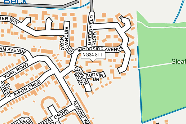 NG34 8TT map - OS OpenMap – Local (Ordnance Survey)