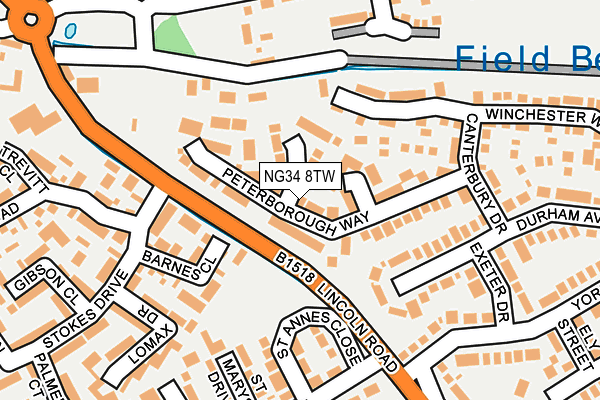 NG34 8TW map - OS OpenMap – Local (Ordnance Survey)