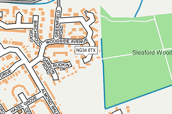 NG34 8TX map - OS OpenMap – Local (Ordnance Survey)