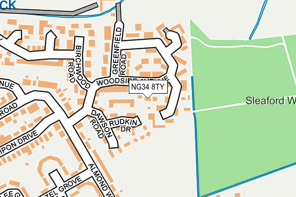 NG34 8TY map - OS OpenMap – Local (Ordnance Survey)