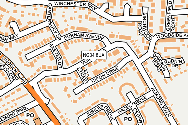 NG34 8UA map - OS OpenMap – Local (Ordnance Survey)