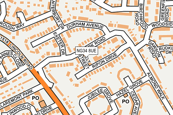 NG34 8UE map - OS OpenMap – Local (Ordnance Survey)