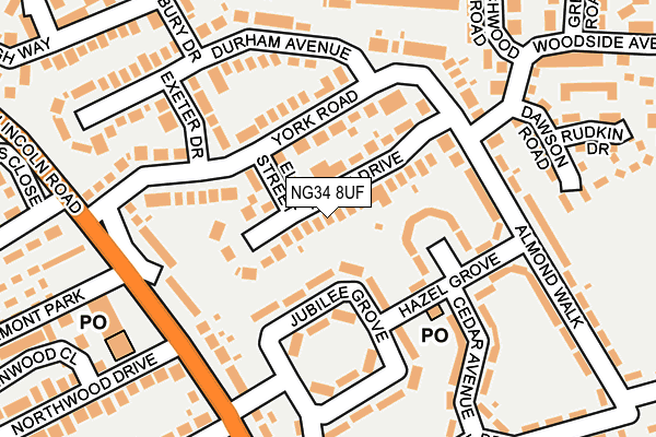 NG34 8UF map - OS OpenMap – Local (Ordnance Survey)