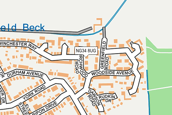 NG34 8UG map - OS OpenMap – Local (Ordnance Survey)