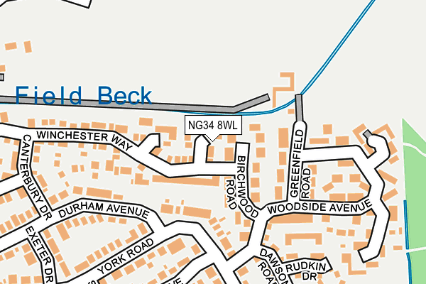 NG34 8WL map - OS OpenMap – Local (Ordnance Survey)