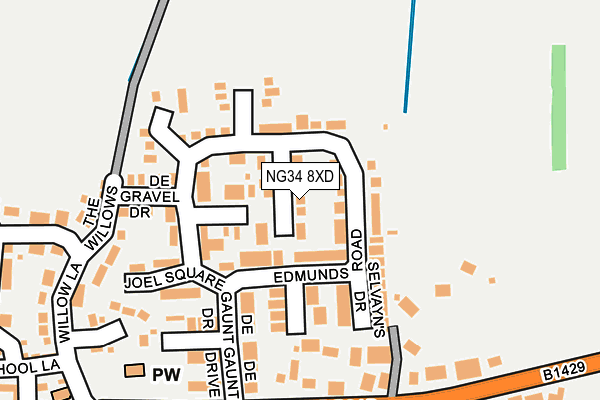 NG34 8XD map - OS OpenMap – Local (Ordnance Survey)