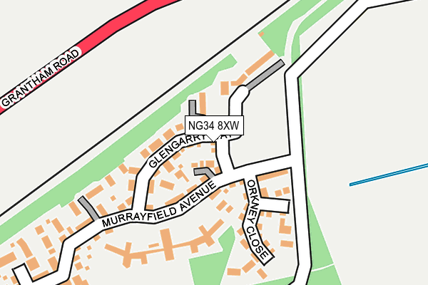 NG34 8XW map - OS OpenMap – Local (Ordnance Survey)