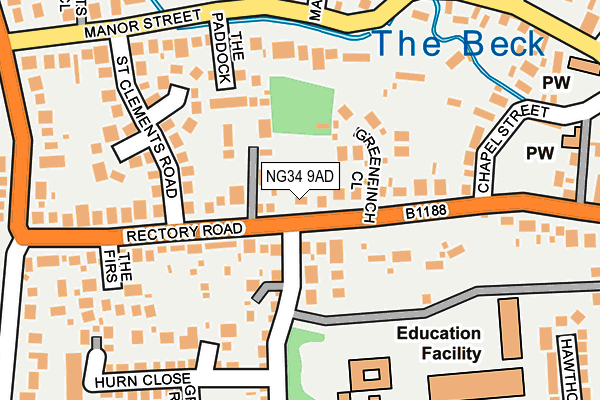 NG34 9AD map - OS OpenMap – Local (Ordnance Survey)