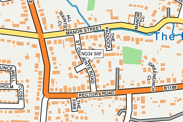 NG34 9AF map - OS OpenMap – Local (Ordnance Survey)