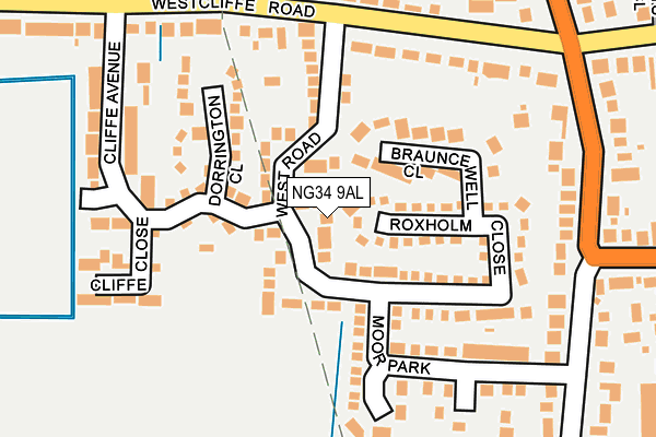 NG34 9AL map - OS OpenMap – Local (Ordnance Survey)