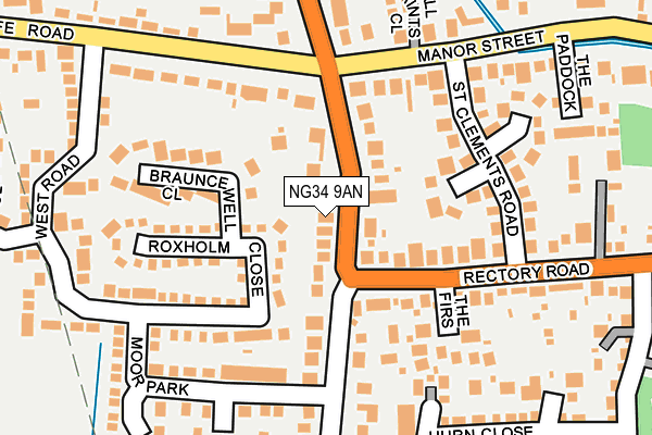 NG34 9AN map - OS OpenMap – Local (Ordnance Survey)