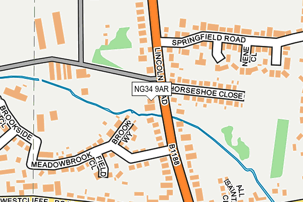 NG34 9AR map - OS OpenMap – Local (Ordnance Survey)