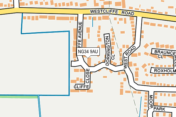 NG34 9AU map - OS OpenMap – Local (Ordnance Survey)