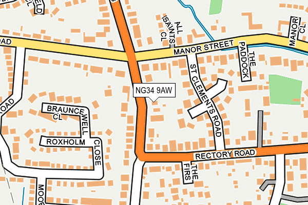 NG34 9AW map - OS OpenMap – Local (Ordnance Survey)