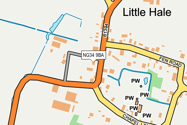 NG34 9BA map - OS OpenMap – Local (Ordnance Survey)