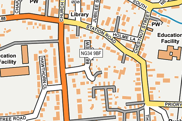 NG34 9BF map - OS OpenMap – Local (Ordnance Survey)