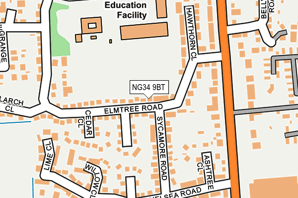 NG34 9BT map - OS OpenMap – Local (Ordnance Survey)