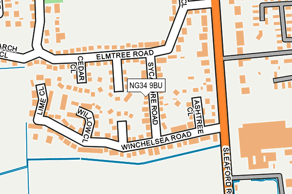 NG34 9BU map - OS OpenMap – Local (Ordnance Survey)