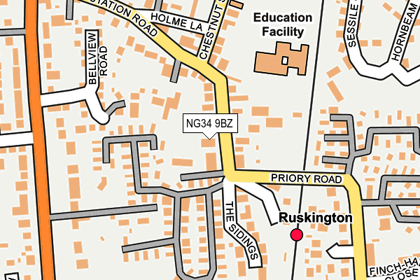 NG34 9BZ map - OS OpenMap – Local (Ordnance Survey)