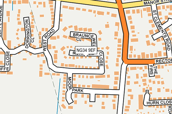 NG34 9EF map - OS OpenMap – Local (Ordnance Survey)