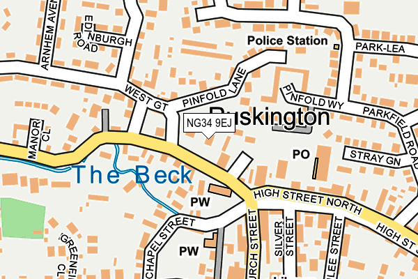 NG34 9EJ map - OS OpenMap – Local (Ordnance Survey)