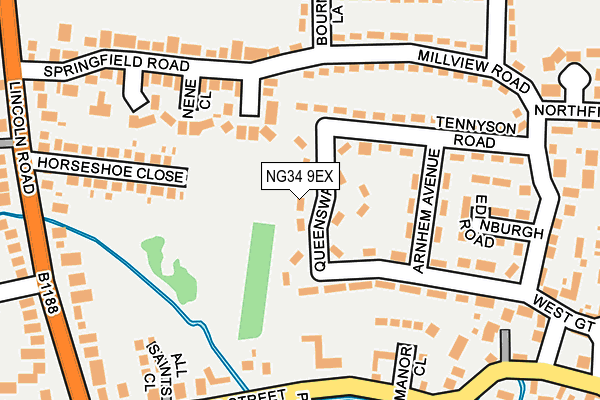 NG34 9EX map - OS OpenMap – Local (Ordnance Survey)