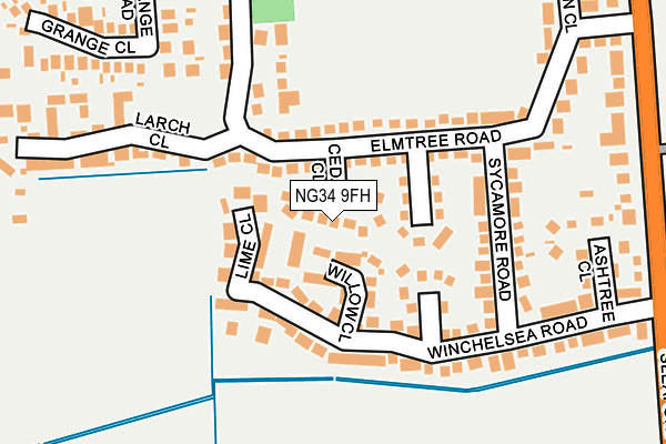 NG34 9FH map - OS OpenMap – Local (Ordnance Survey)