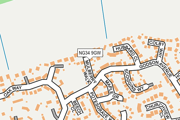 NG34 9GW map - OS OpenMap – Local (Ordnance Survey)