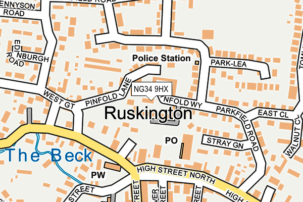 NG34 9HX map - OS OpenMap – Local (Ordnance Survey)